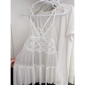 [Linea Donatella] White Babydoll Deep V-Neck Intimate Chemise
